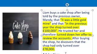 How to apply misrepresentation Liam cupcake scenario [upl. by Dolli]