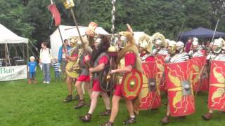 Roman Reenactment at the Amphitheatre in Caerleon Marching In [upl. by Kerin462]