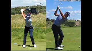 Justin Thomas golf swing  Long Iron faceon amp downtheline July 2017 [upl. by Berlyn258]