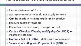 Misrepresentation Lecture 1 of 4 [upl. by Marjie323]